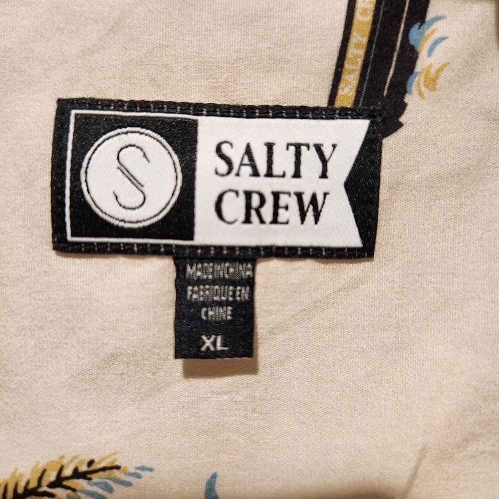Salty Crew Men’s XL Hawaiian Fishing Shirt Boats Lobsters Surf Tropical Print - Picture 14 of 16